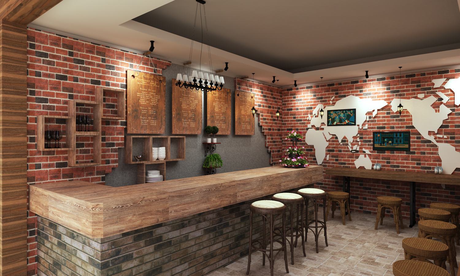 78㎡咖啡店，商場負一層，想要個溫馨點的裝修方案